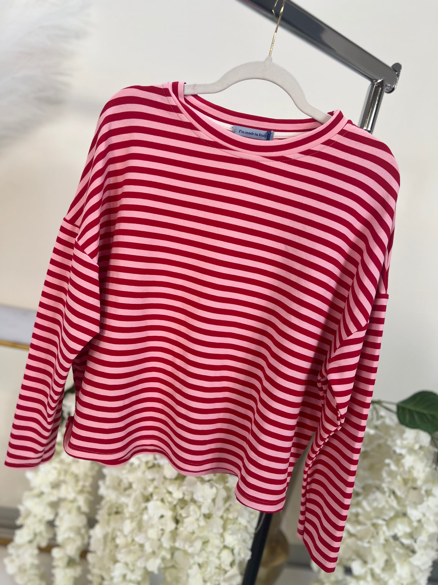 Langarmshirt HAPPY STRIPES rot/rosa