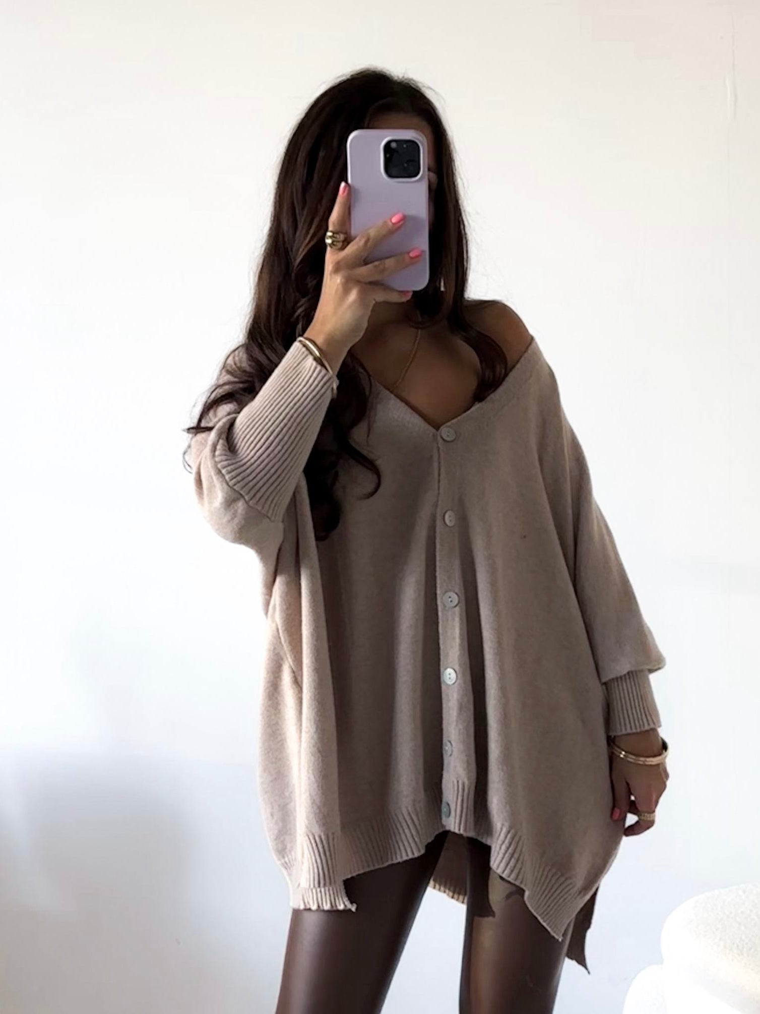 Strickjacke TAUPE Oversize