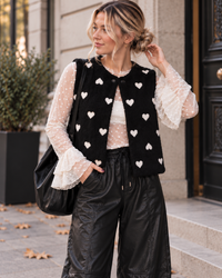 Signature Teddy Weste HEART POWER mit lockerem Fit I schwarz/weiß