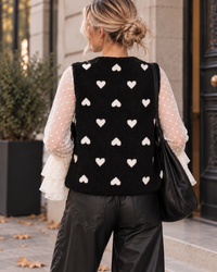 Signature Teddy Weste HEART POWER mit lockerem Fit I schwarz/weiß