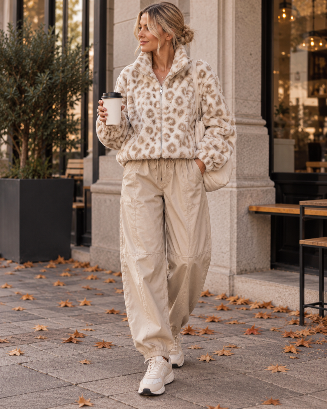Signature Teddyjacke mit Reißverschluss FOREVER A LEO GIRL cremeweiß/beige
