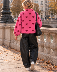 Signature Teddyjacke mit Reißverschluss HEART pink/burgundy