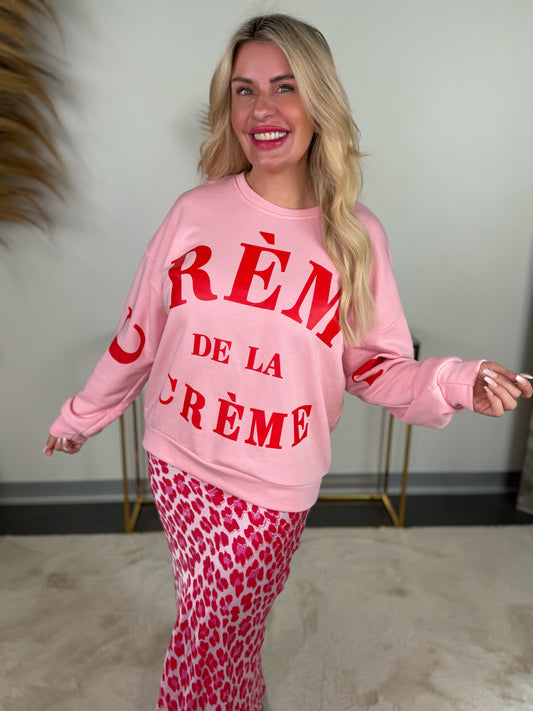 Pullover 7012-R9878 creme da la creme rosa/rot