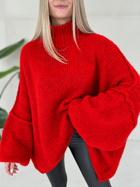 Kuschelweicher OVERSIZE Strickpullover rot
