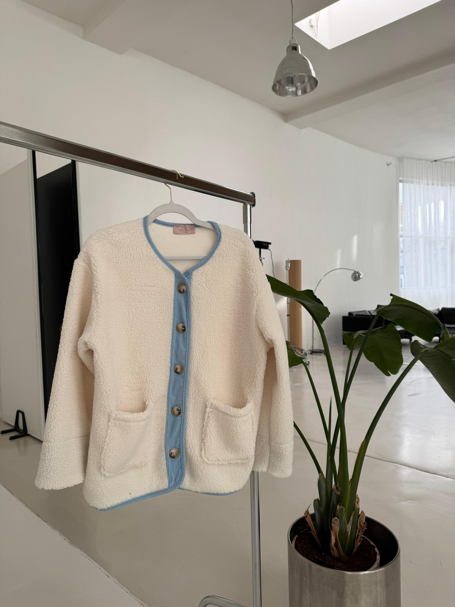 Teddyjacke blau/creme COZY FASHION GIRL