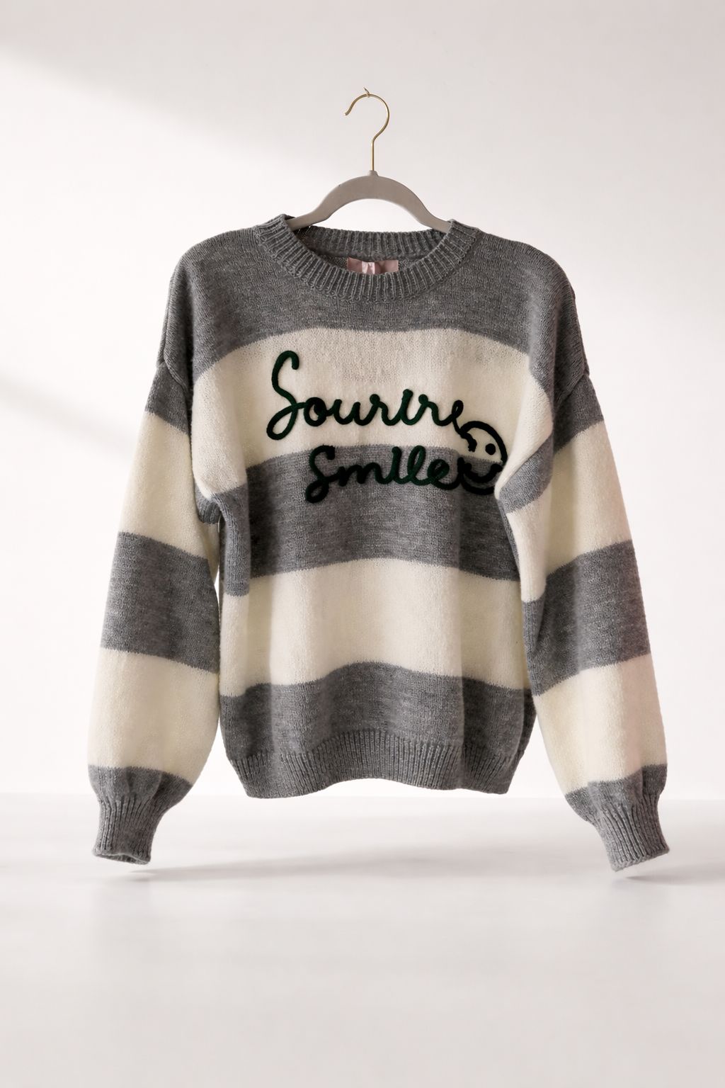 Pullover creme/soft grey gestreift SMILE