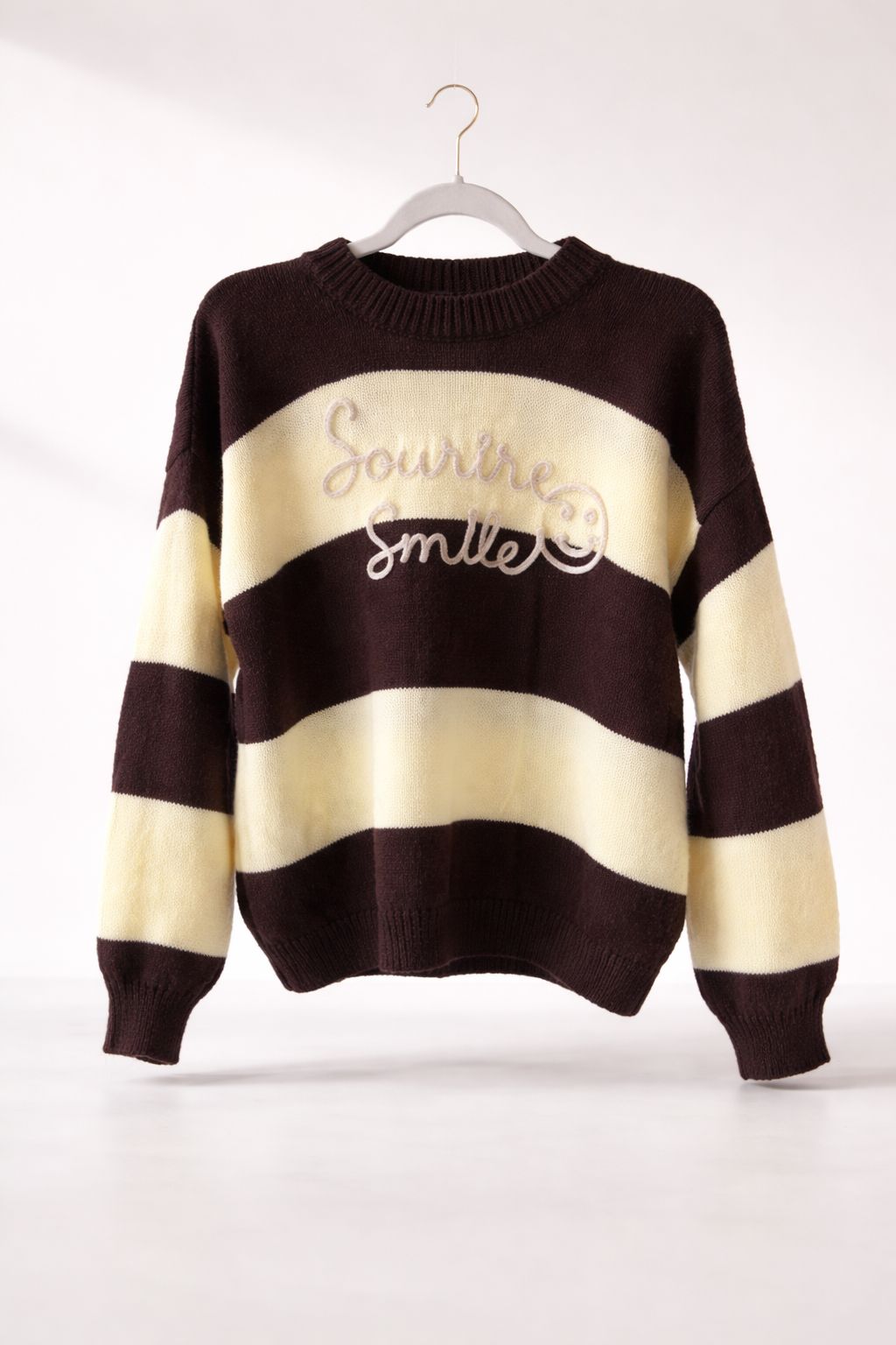 Pullover buttermilk/dark chocolate gestreift SMILE