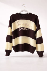 Pullover buttermilk/dark chocolate gestreift SMILE