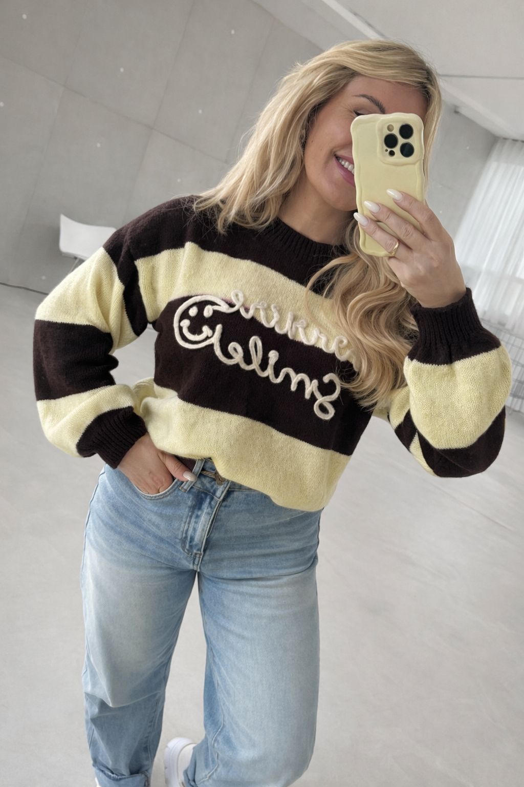 Pullover buttermilk/dark chocolate gestreift SMILE