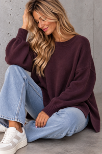Alpaka Pullover SCANDINAVIAN GIRL Oversize Pflaume