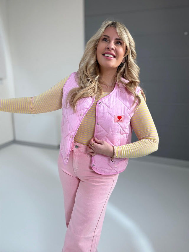 Puffy Weste SPRING LOVER mit Patch pink