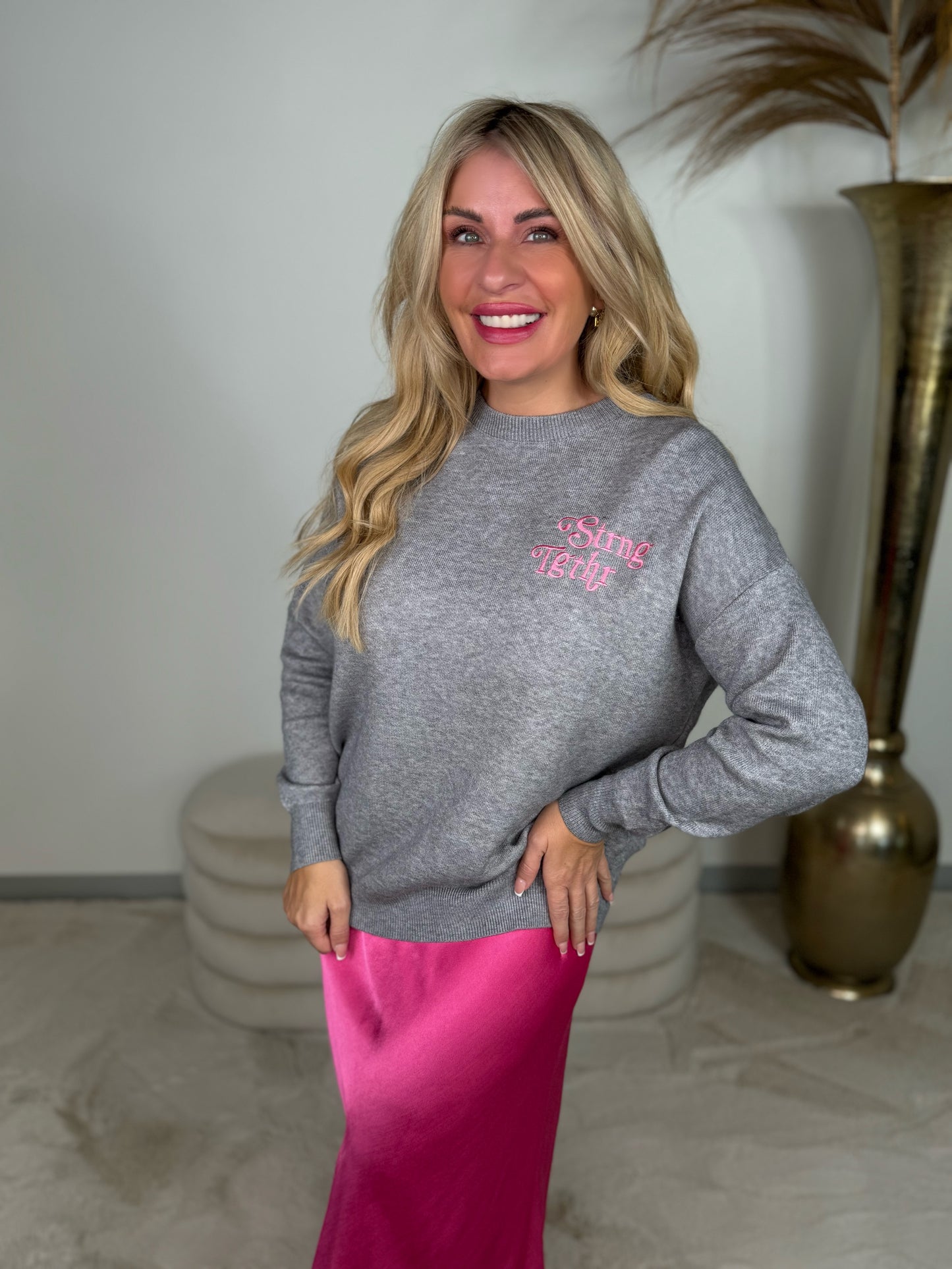 Pullover 7014-8648 strong together in grau/rosa