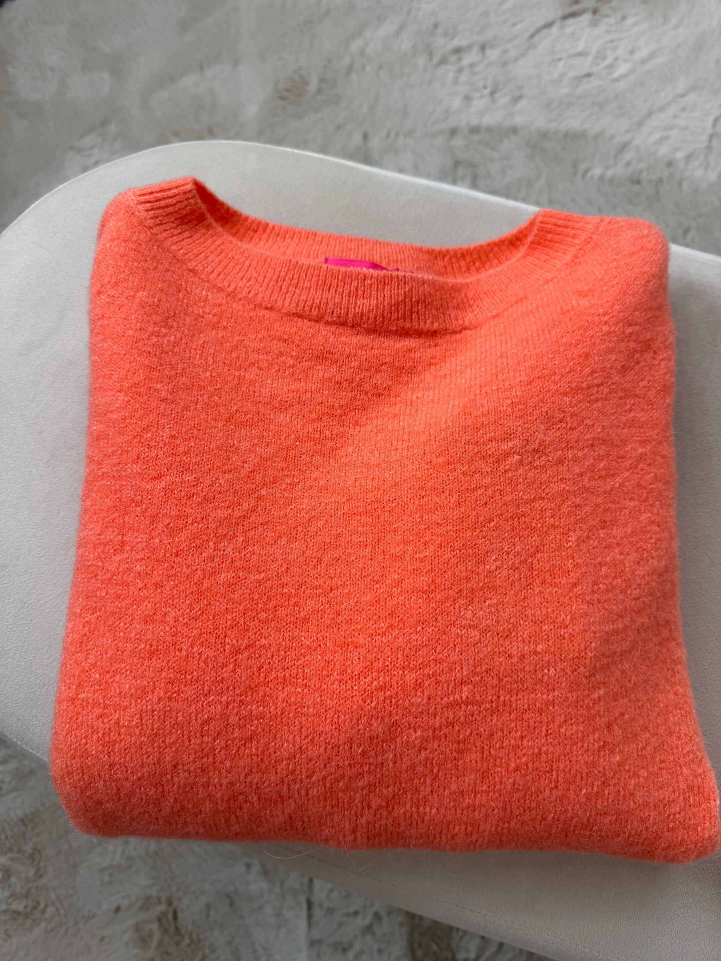 Pullover mit Baby Alpaka Wolle  7010-22007 peach-orange