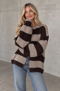 Strickjacke ONLY COZY VIBES taupe/chocolate