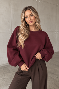 Butterstoff Pullover mit Gummizug unten burgundy