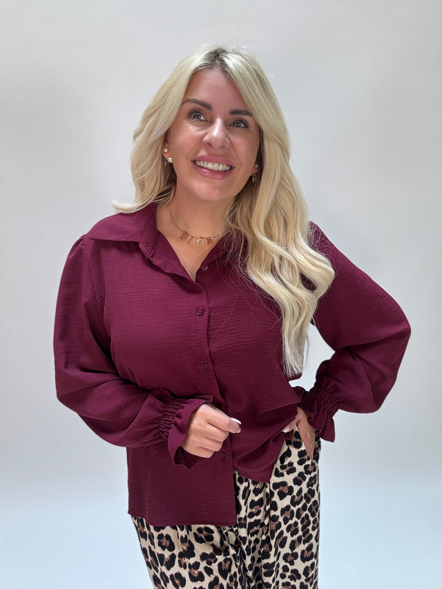 Bluse CLASSIC mit Knopfleiste burgund