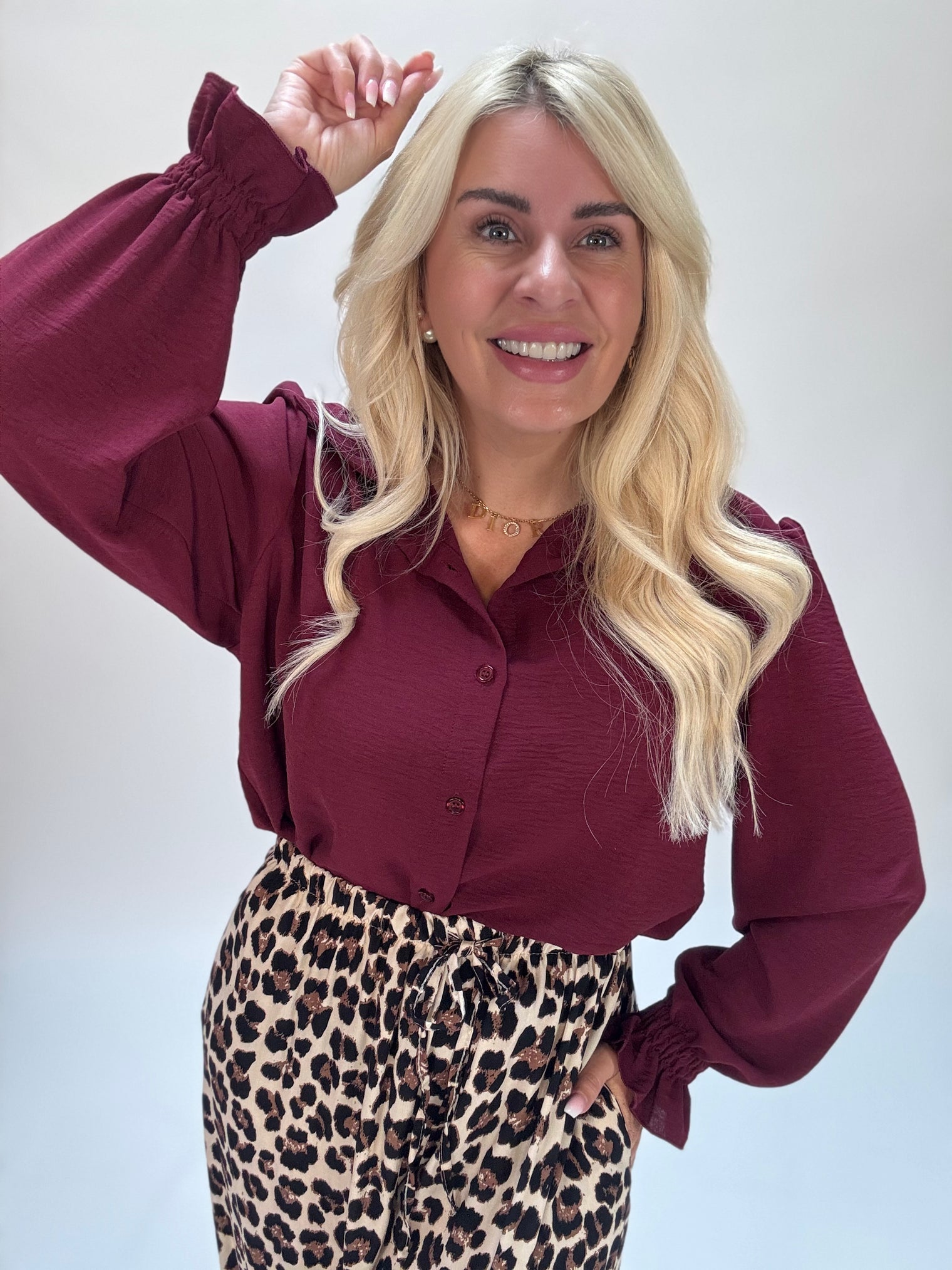 Bluse CLASSIC mit Knopfleiste burgund