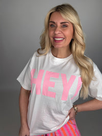 Statement Shirt HEY! weiß
