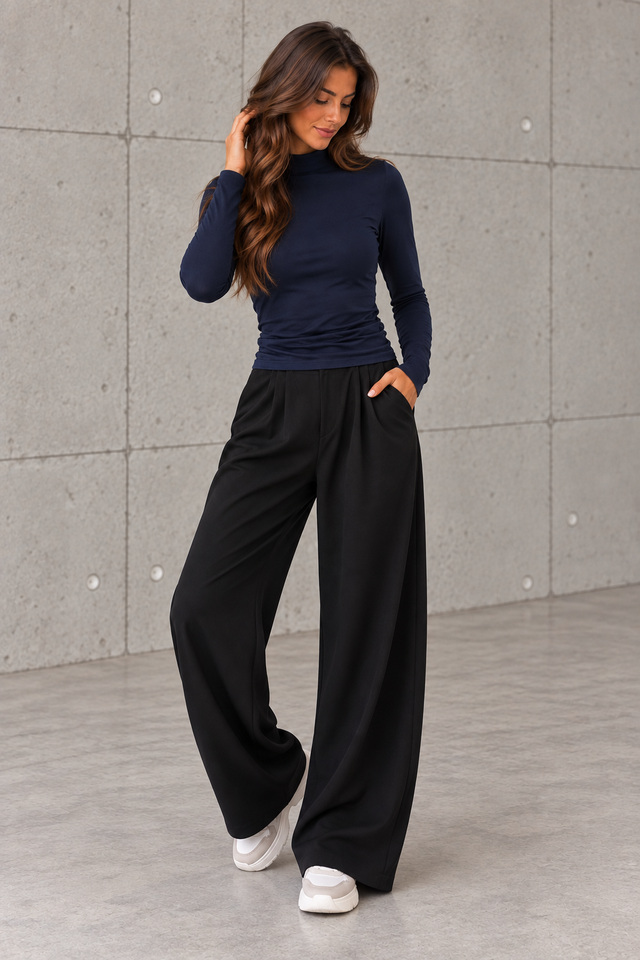 Turtle Neck Viskose Shirt navy