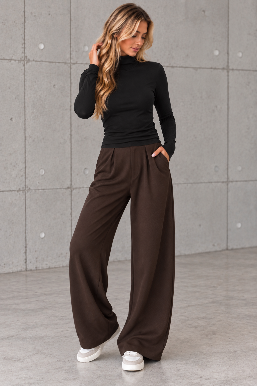 Turtle Neck Viskose Shirt schwarz
