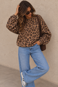 Sweater mit Rückenstickerei CREME DE LA CREME LEO Caramel/Schwarz