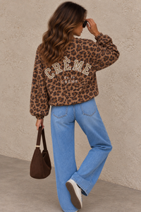 Sweater mit Rückenstickerei CREME DE LA CREME LEO Caramel/Schwarz