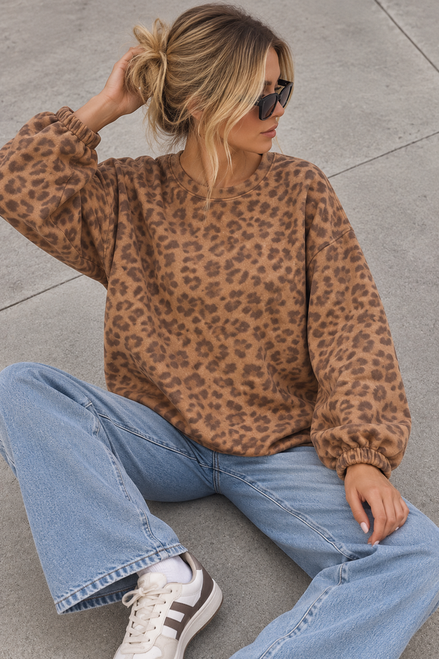 Sweater mit Rückenstickerei CREME DE LA CREME LEO Toffee