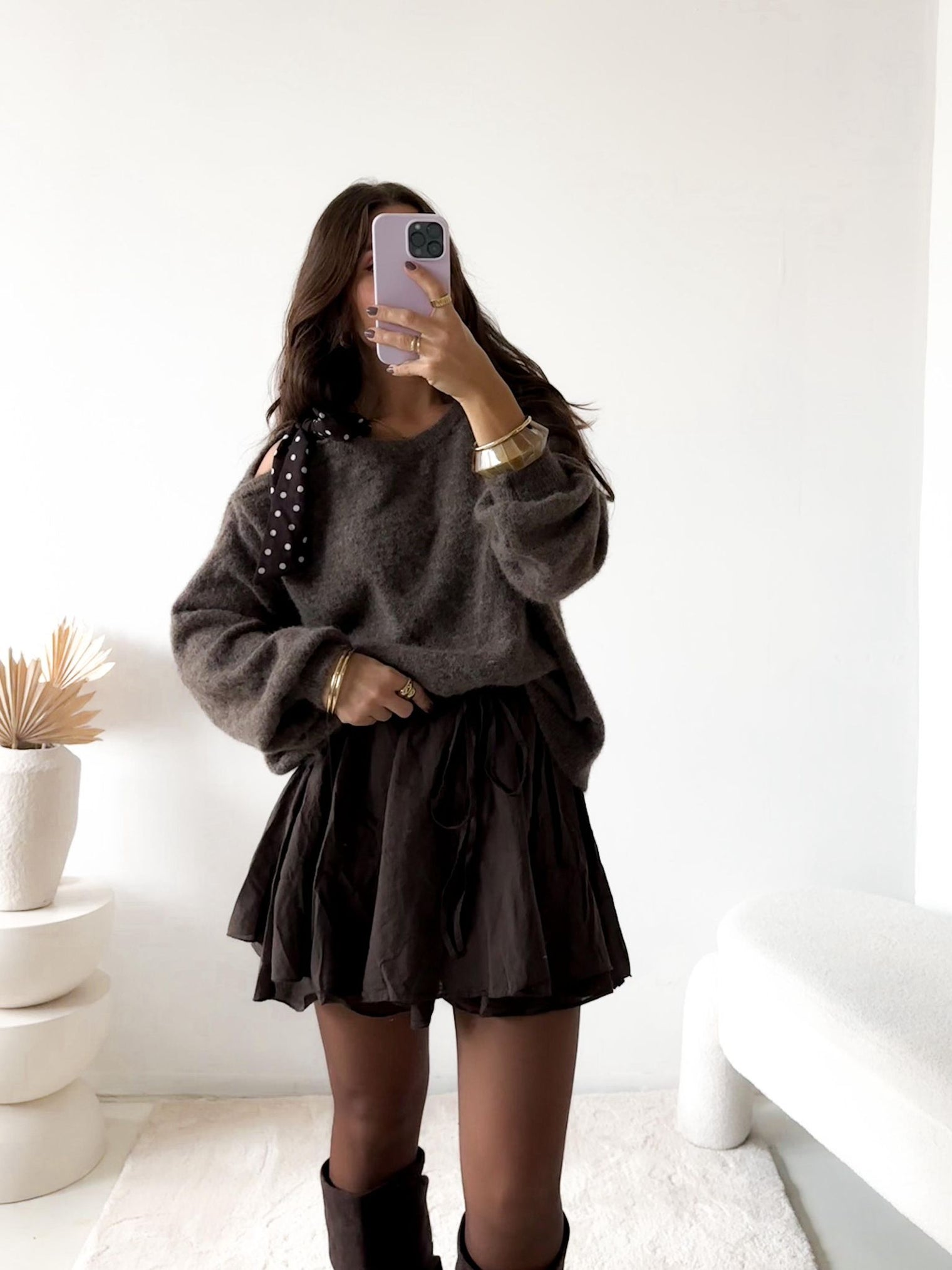 Pullover Cozy Bow taupe