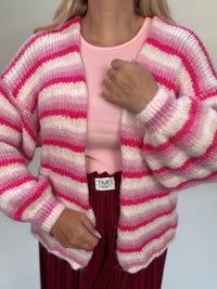Signature Cardigan COZY STRIPES pink/rose/creme