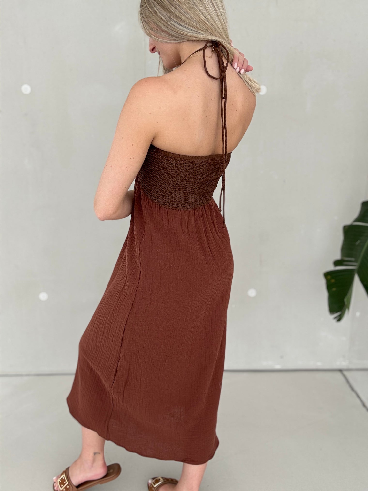 Neckholder Kleid braun IBIZA LOVE