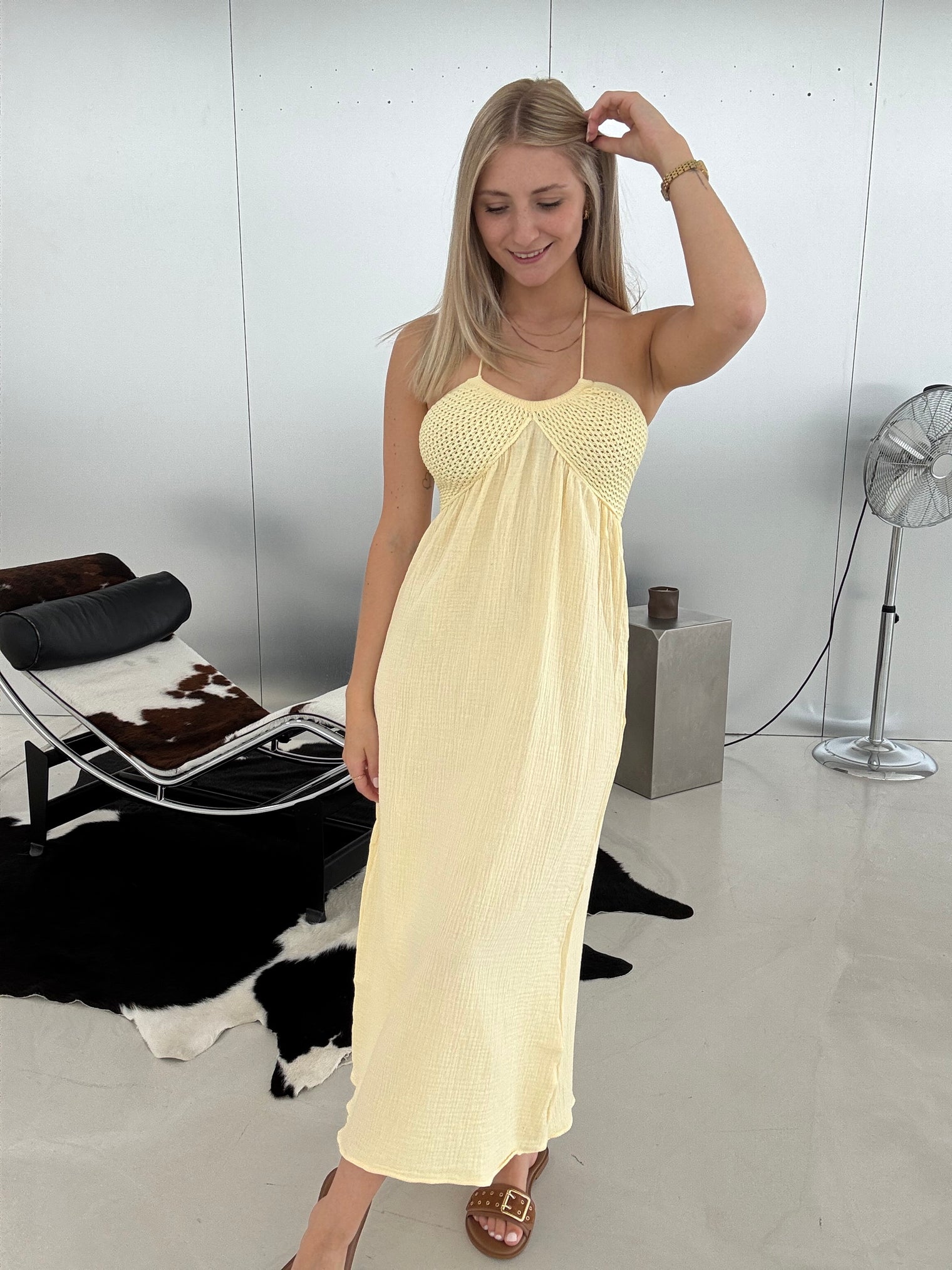 Neckholder Kleid gelb IBIZA LOVE