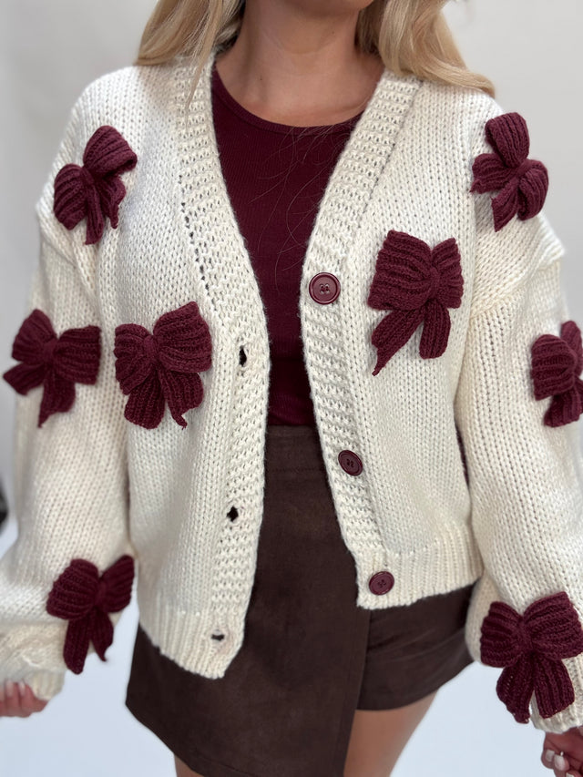 Strickjacke BOWS burgundy