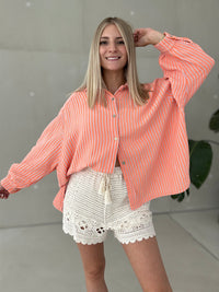 Musselin Bluse creme ZARTE STREIFEN hellorange