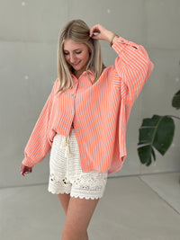 Musselin Bluse creme ZARTE STREIFEN hellorange