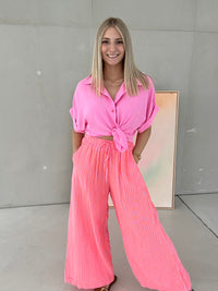 Stylische Musselin Hose rosa ZARTE STREIFEN orange