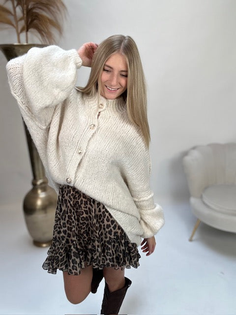 Strickjacke SUPER SOFT creme mit Knopfleiste LONG