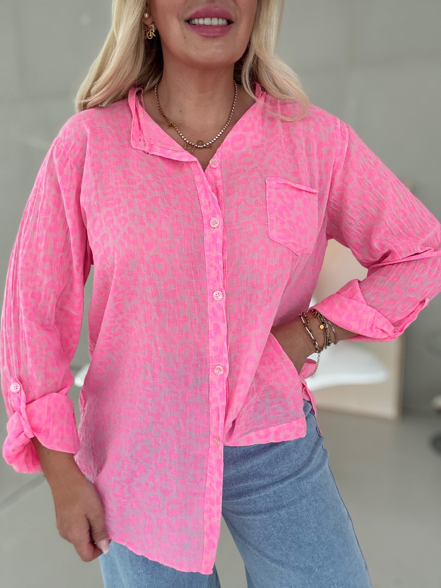 Leichte Bluse rosa LEO LOVER hot pink
