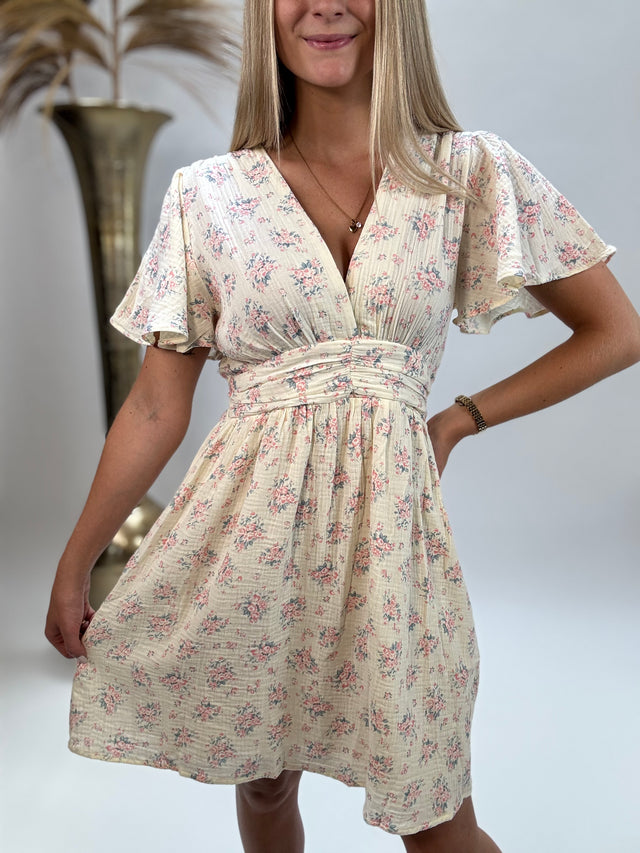 Musselin Kleid FLOWER GARDEN creme