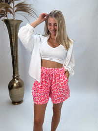 Stylische Musselin Shorts weiß LEO POWER pink/rosa/orange