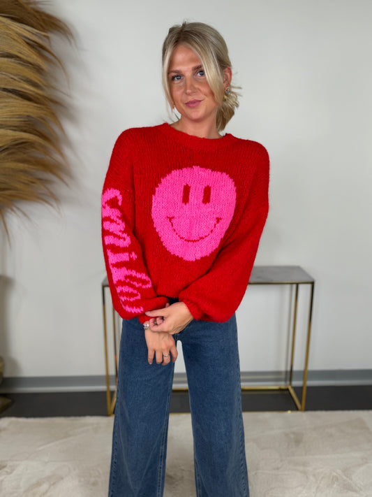 Pull 7012-20998 rouge SMILEY