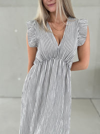 Musselin Kleid weiß ZARTE STREIFEN schwarz