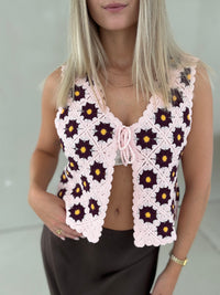 Häkelweste Crochet FLOWER rose