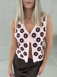 Häkelweste Crochet FLOWER rose