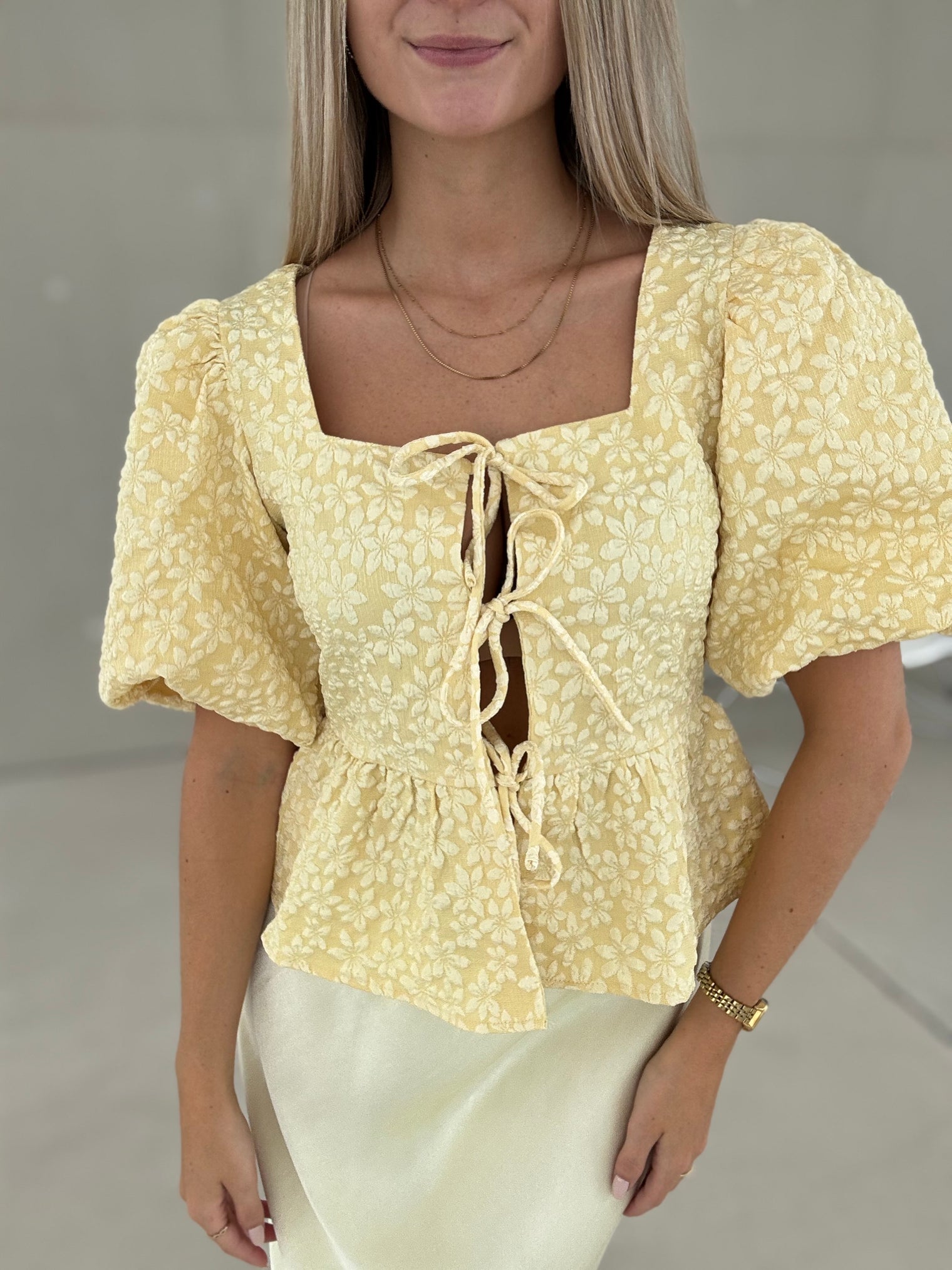 Blusenoberteil Puffärmel SOFT YELLOW
