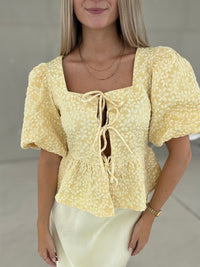 Blusenoberteil Puffärmel SOFT YELLOW