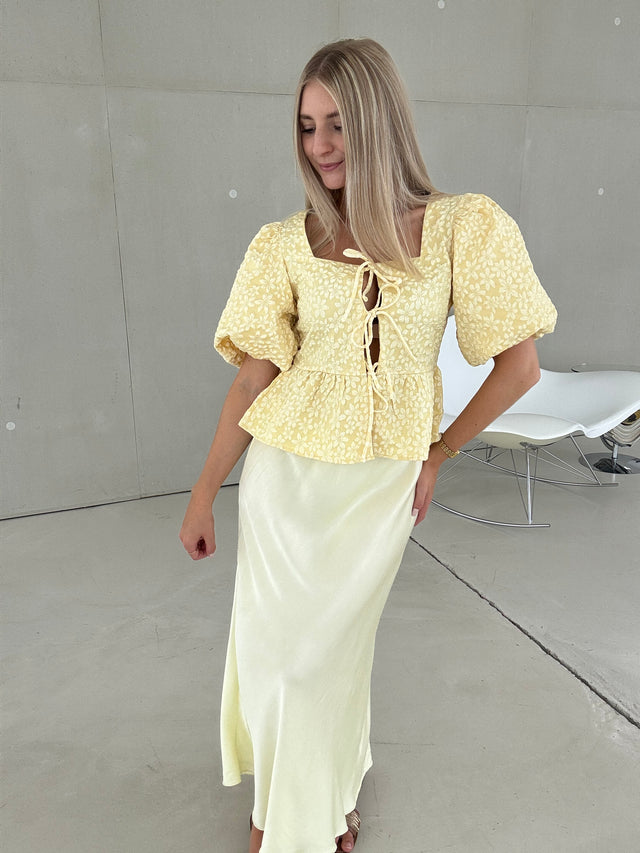 Blusenoberteil Puffärmel SOFT YELLOW