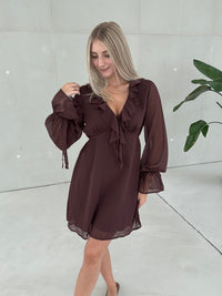 Kleid ROMANTIC VOLANTS braun