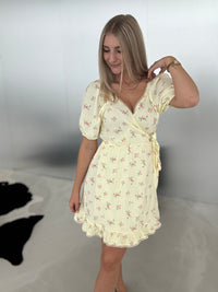 Musselin Wickelkleid SWEET LITTLE FLOWERS buttermilk lemon
