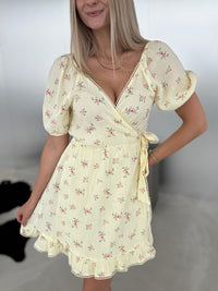 Musselin Wickelkleid SWEET LITTLE FLOWERS buttermilk lemon
