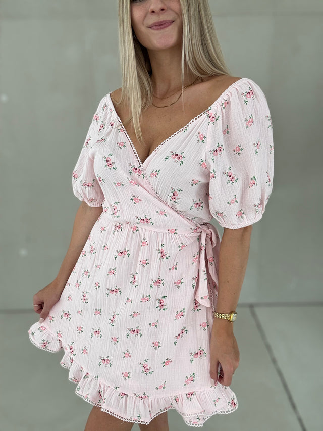 Musselin Wickelkleid SWEET LITTLE FLOWERS rose